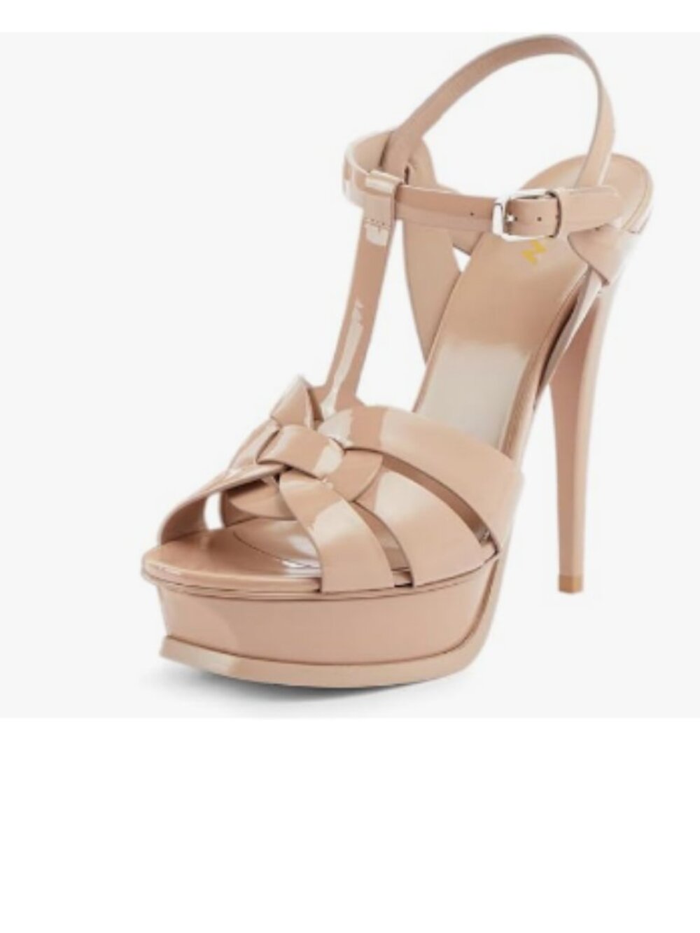YDN Nude Strappy High Heel Platform Peep Toe T-strap Ankle Strap Buckle Sandals